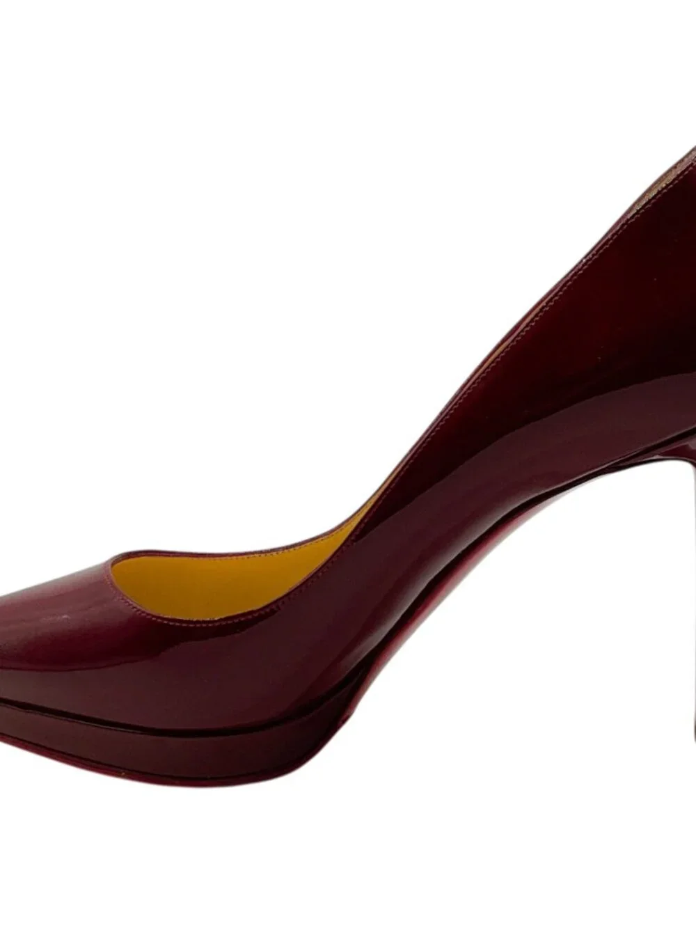 Christian Louboutin Dark Red Patent Leather Pigalle Plato Platform Pumps